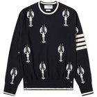 Thom Browne Men's Lobster Intarsia Crew Knit in Navy