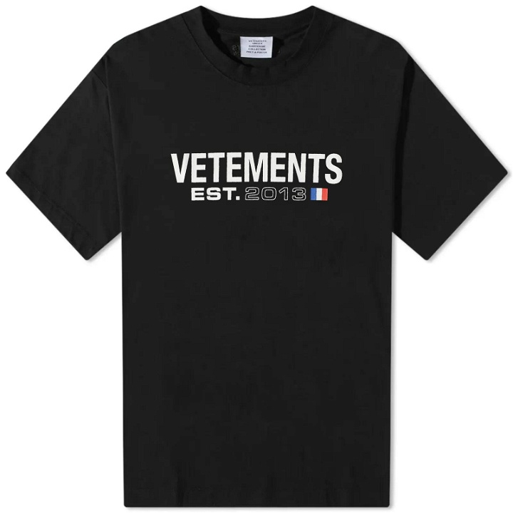 Photo: Vetements Men's Flag Logo T-Shirt in Black