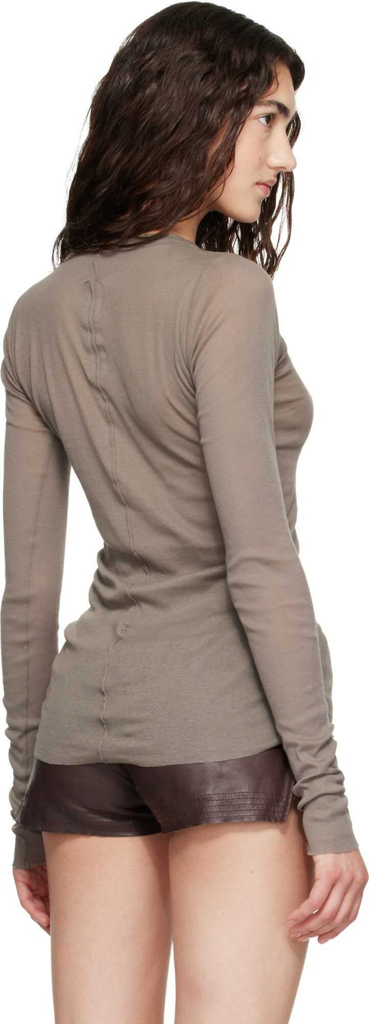 Rick Owens Gray Tower Rib LS T-shirt