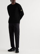 Stone Island - Logo-Appliquéd Ribbed Wool Sweater - Black