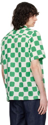 Drake's Off-White & Green Check Shirt