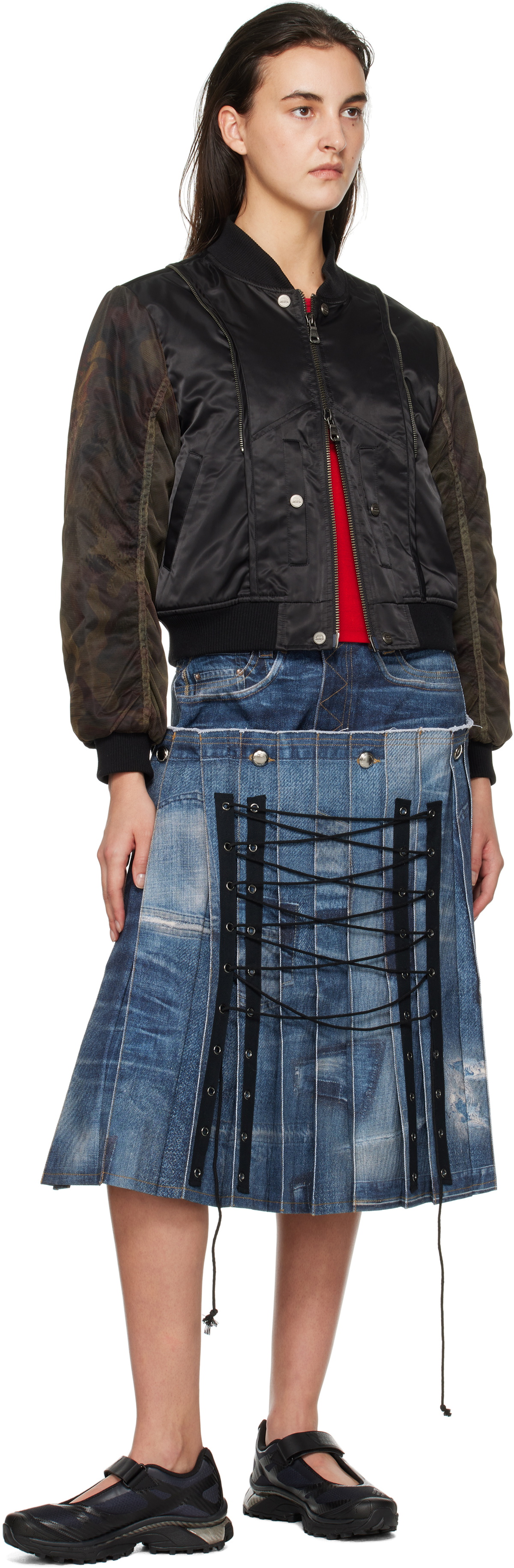 Andersson Bell Black Mesh Sleeve Bomber Jacket