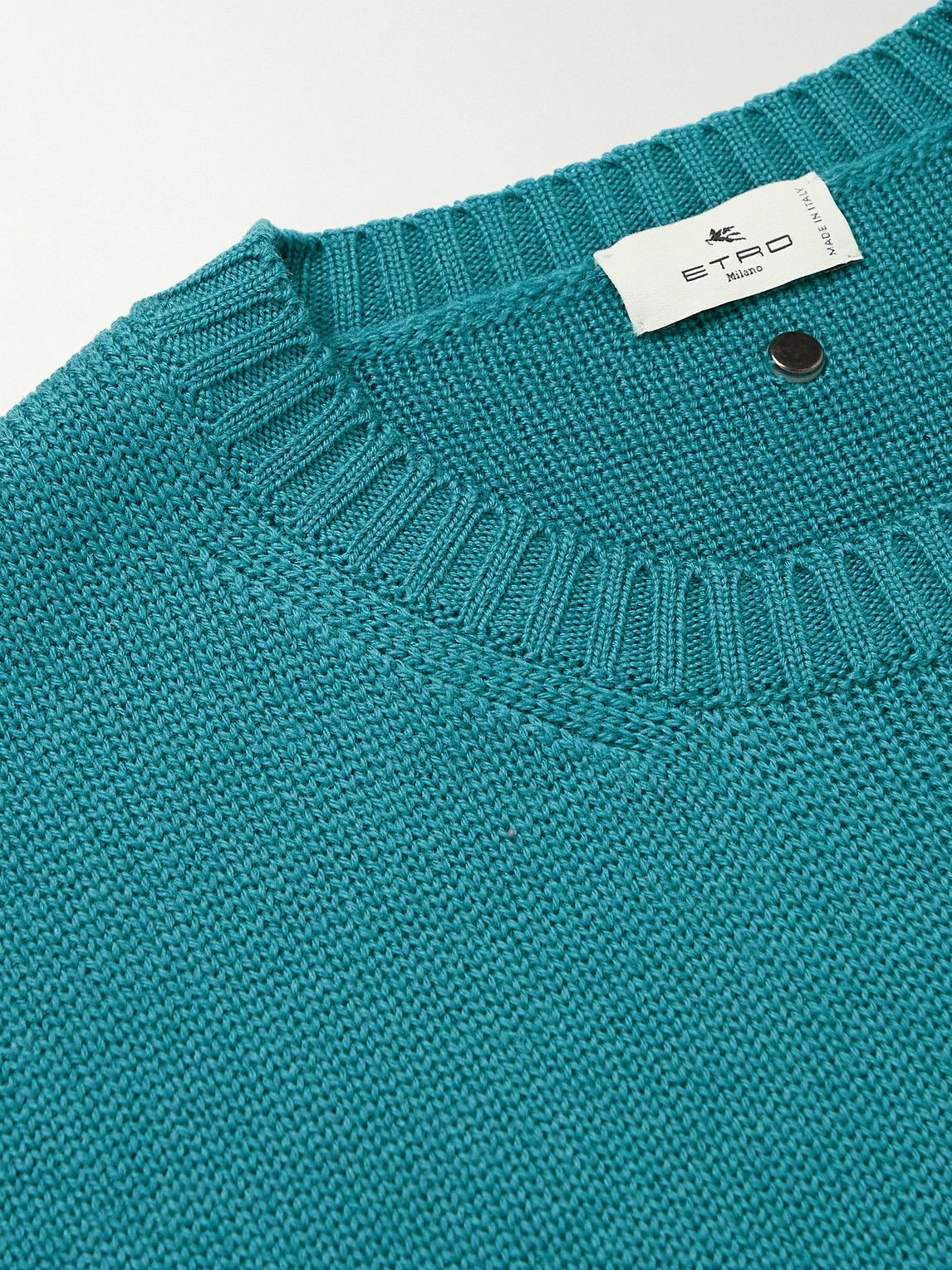 Etro - Logo-Flocked Virgin Wool Sweater - Blue