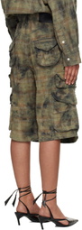 R13 Green & Navy Bermuda Cargo Shorts