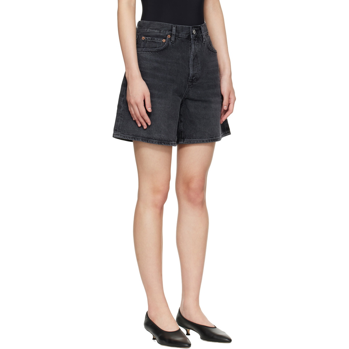 AGOLDE Black Dame Denim Shorts