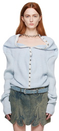 Y/Project Blue Classic Ruffle Necklace Cardigan