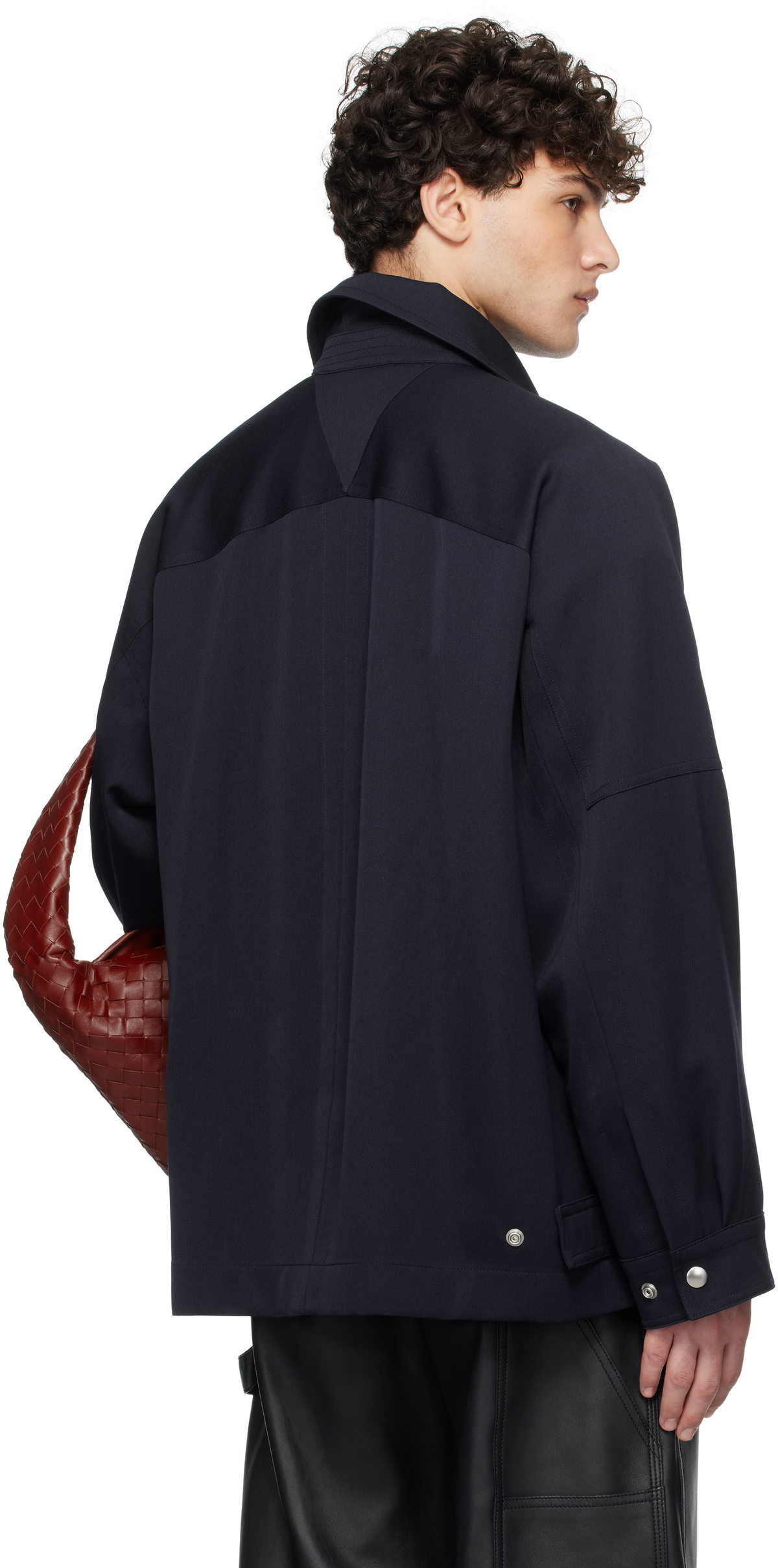 Bottega Veneta Navy Wool Grain de Poudre Jacket Bottega Veneta