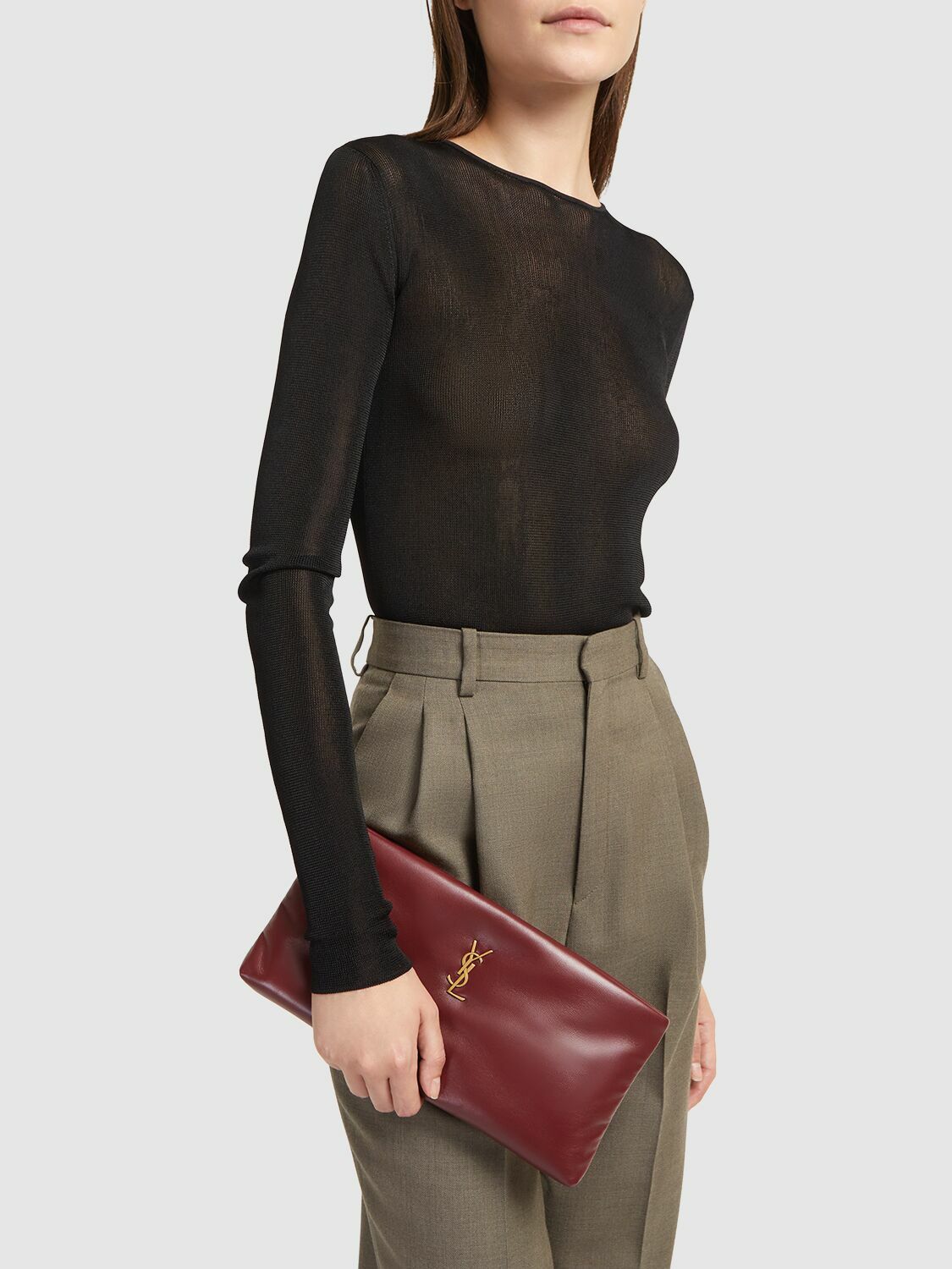 SAINT LAURENT - Calypso Leather Long Zipped Pouch Saint Laurent