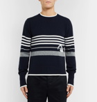 Thom Browne - Striped Intarsia Cashmere Sweater - Men - Navy