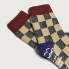 RoToTo Checkerboard Room Sock in Maroon/Navy Blue