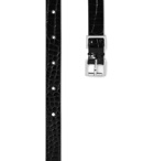 Maison Margiela - 1.5cm Black Croc-Effect Leather Belt - Black