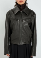 Lemaire Leather Jacket Dark Brown