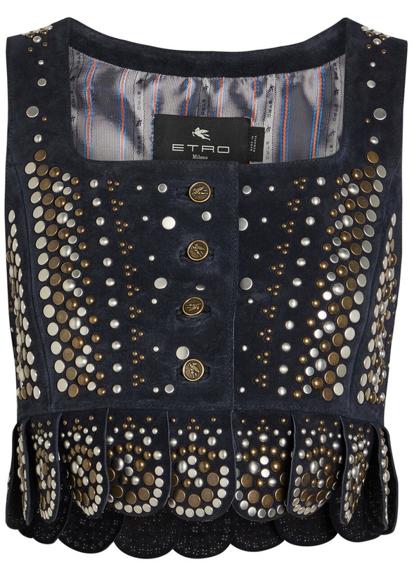 Photo: Etro Embellished Suede top Light Blue
