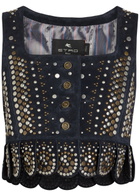 Etro Embellished Suede top Light Blue
