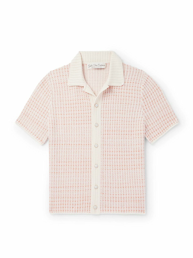 Photo: God's True Cashmere - Noble Camp-Collar Waffle-Knit Cashmere-Blend Shirt - Pink