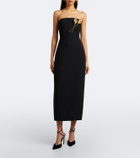 Carolina Herrera Embellished wool-blend bustier dress