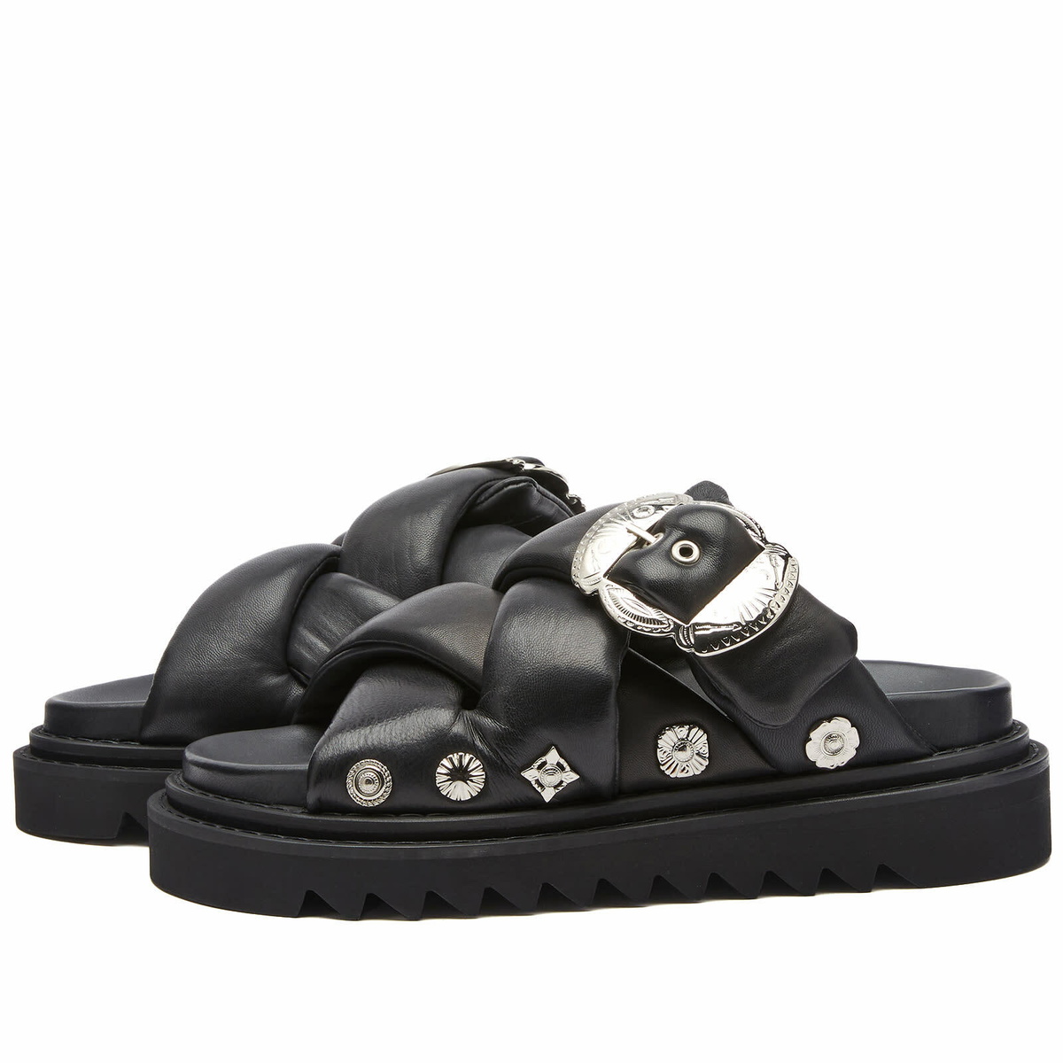 Toga Pulla Women's Platform Padded Slider Sandals in Black Toga Pulla Women's Platform Padded Slider Sandals in Black