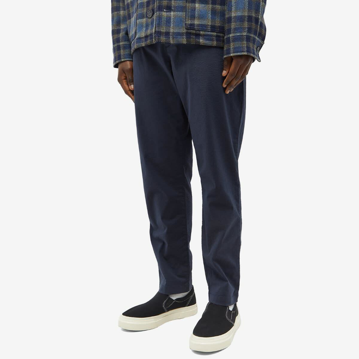 Folk Men's Seersucker Relaxed Pant in Navy Seersucker