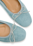 Aeyde Tiby Kid Bow-appliquéd Suede Ballet Flats Blue