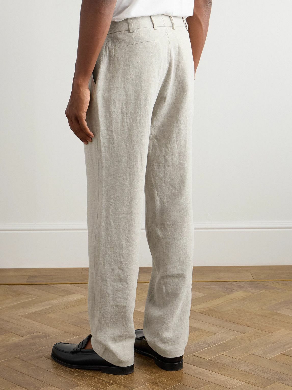 De Bonne Facture - Wide-Leg Pleated Linen and Wool-Blend Trousers - Neutrals
