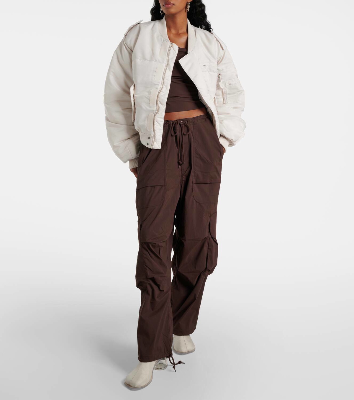 Entire Studios Cropped cotton bomber jacket
