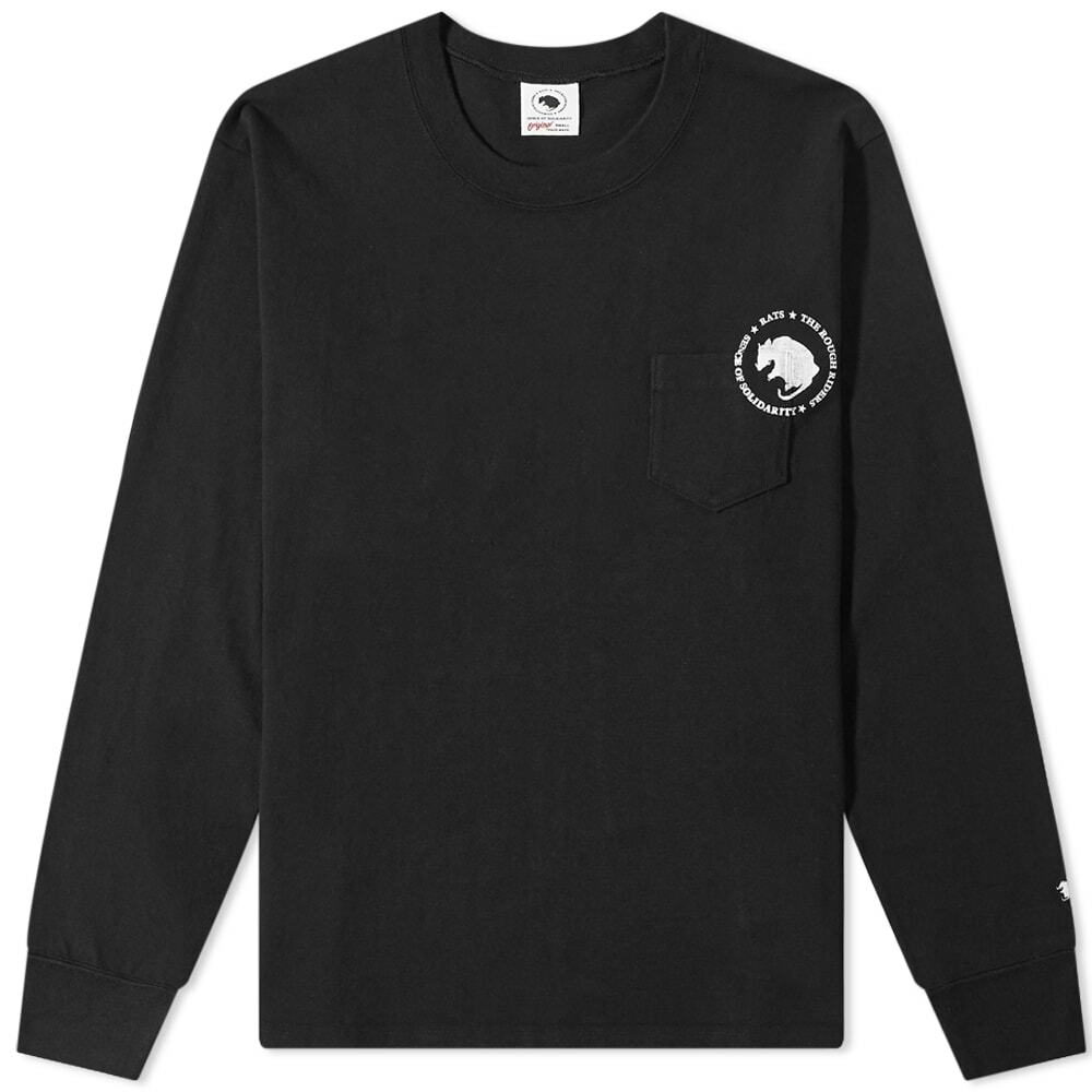 Rats Men's Long Sleeve Circle Pocket T-Shirt in Black Rats