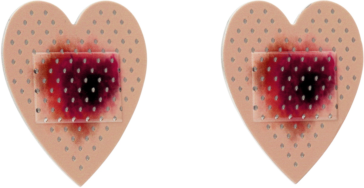 I'm Sorry by Petra Collins SSENSE Exclusive Beige & Silver D'heygere Edition Heart Bandage Earrings