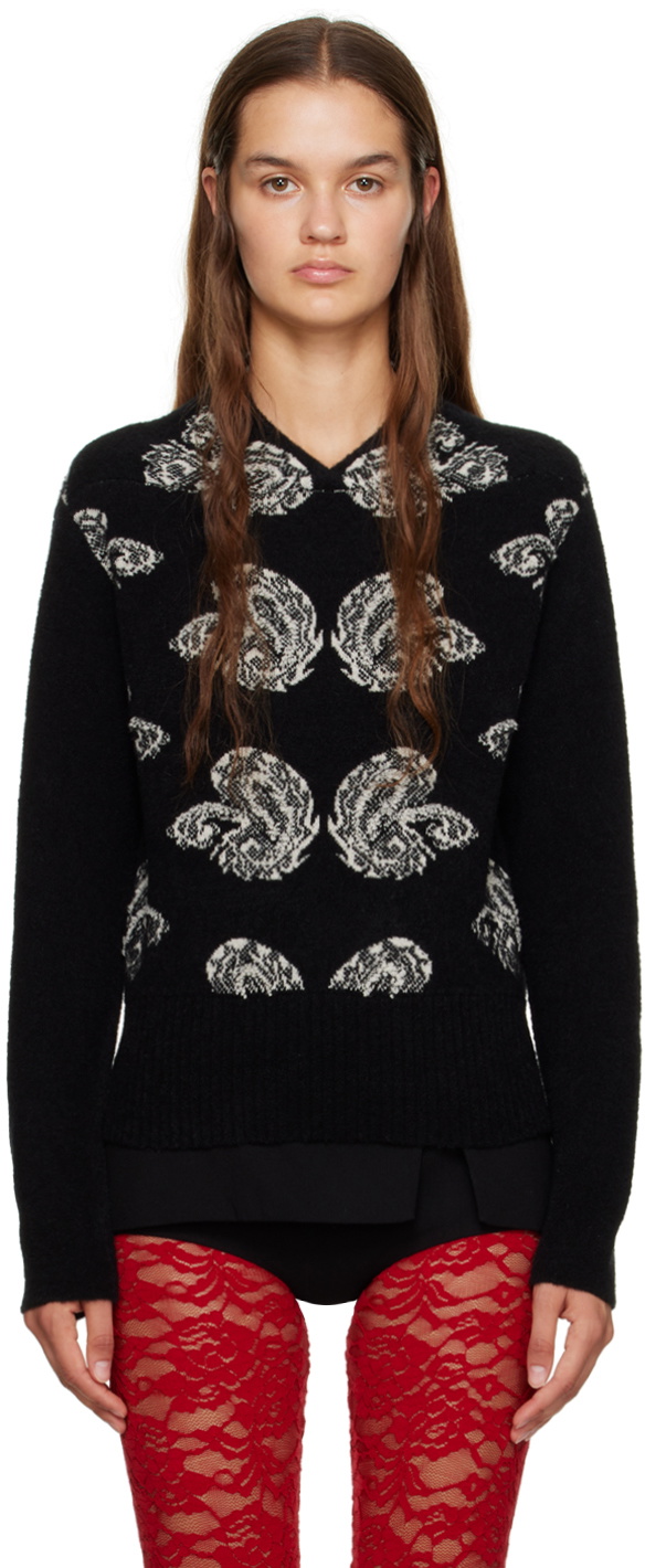 Puppets and Puppets Black & White Paisley Sweater