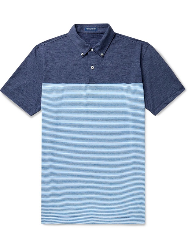 Photo: PETER MILLAR - Doxy Slim-Fit Striped Stretch-Jersey Polo Shirt - Blue