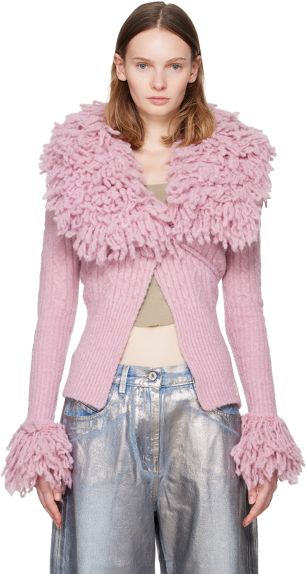 Photo: The Attico Pink Rib Wool Mix Cardigan
