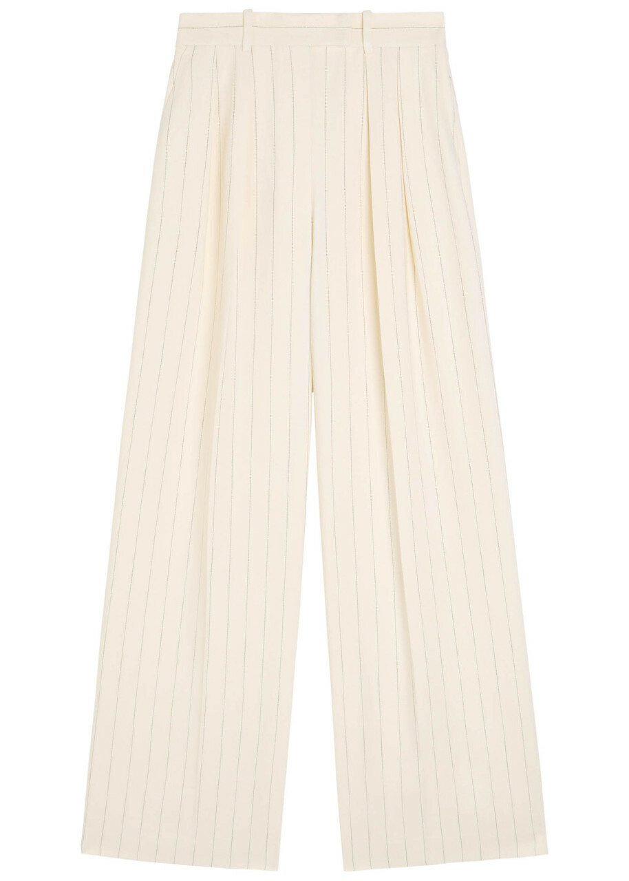 Anine Bing Lou Pinstriped Wide-leg Trousers Cream
