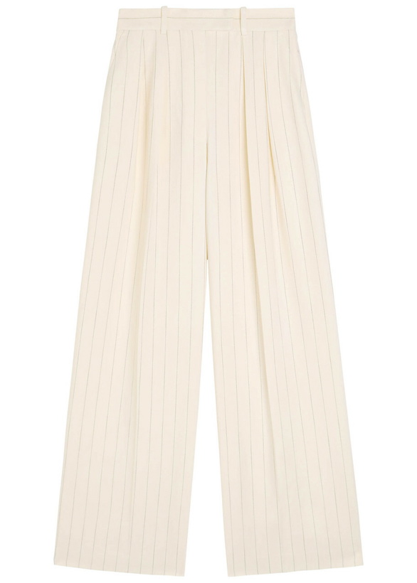 Photo: Anine Bing Lou Pinstriped Wide-leg Trousers Cream