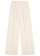Anine Bing Lou Pinstriped Wide-leg Trousers Cream
