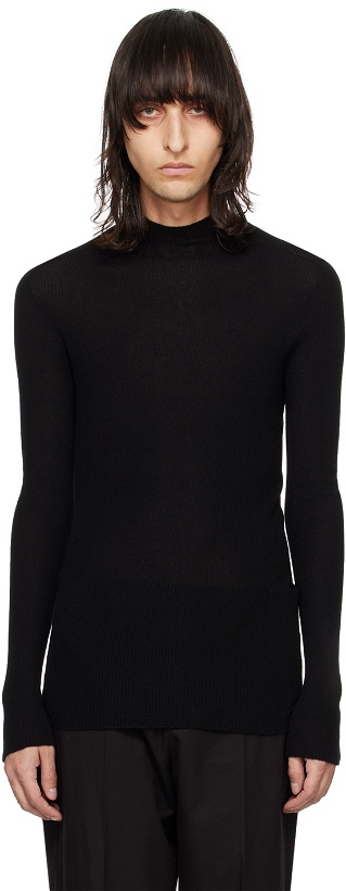 Photo: Rick Owens Black Ribbed Lupetto Sweater