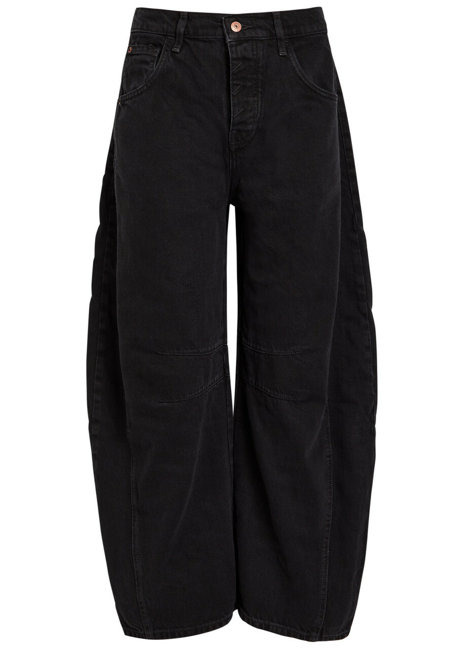 Free People Good Luck Barrel-leg Jeans Black