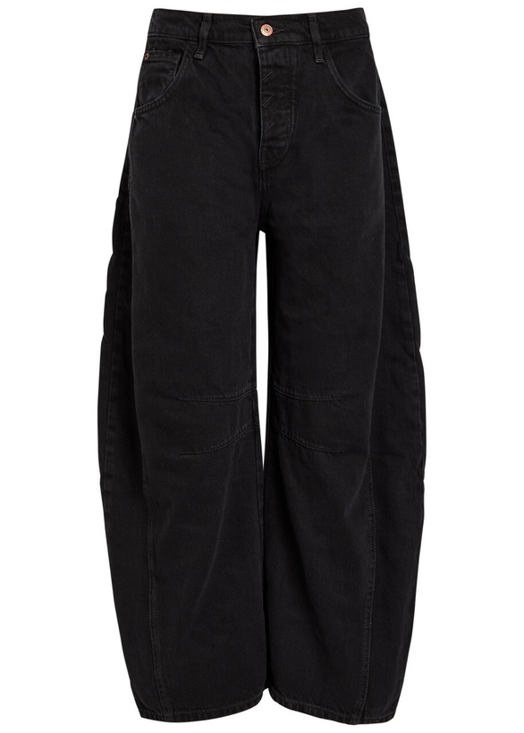 Photo: Free People Good Luck Barrel-leg Jeans Black