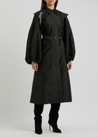 Lovebirds Belted Taffeta Midi Dress Black