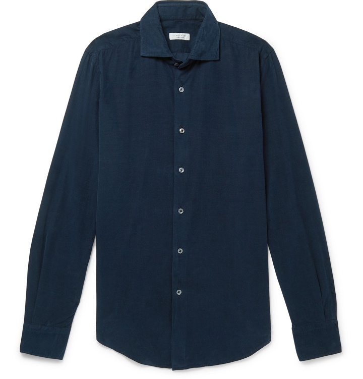 Photo: Incotex - Fellini Slim-Fit Cotton-Corduroy Shirt - Blue