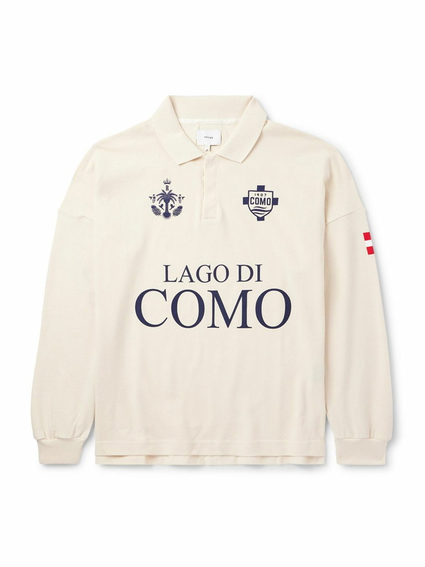 Photo: Rhude - Como 1907 Oversized Printed Cotton-Piqué Polo Shirt - Neutrals