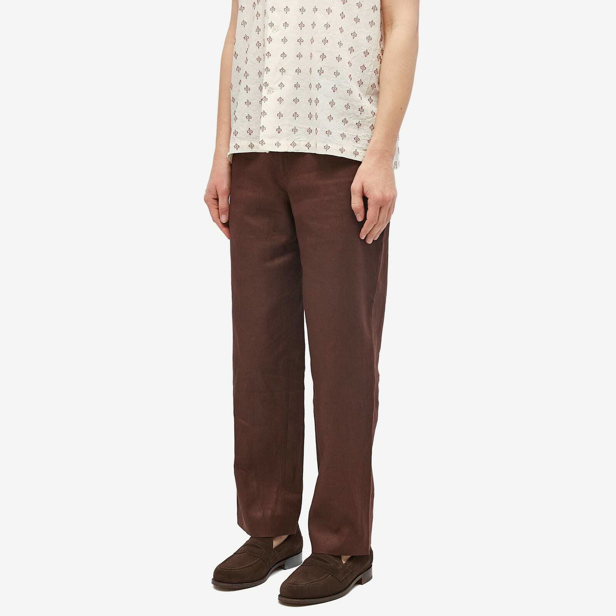 Bode Men's Linen Suiting Trousers in Chocolate Bode