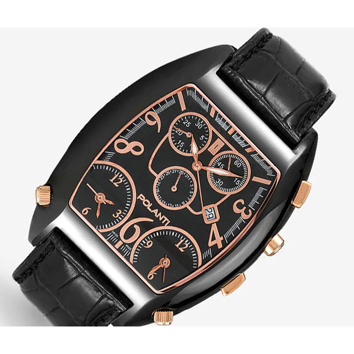 Photo: Polanti 3T-Zone Chronograph Quartz Rose Gold Dial Mens Watch PL2400-IPBK-RG