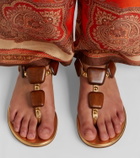 Gianvito Rossi Beaded metallic leather thong sandals