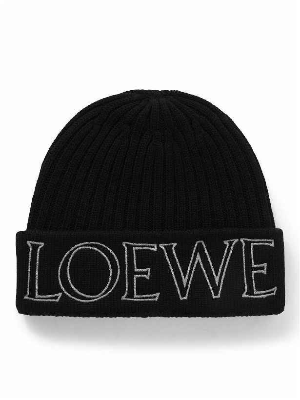 Photo: Loewe - Logo-Embroidered Ribbed Wool Beanie