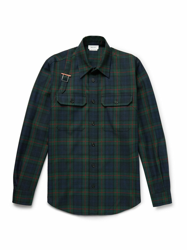 Photo: McQueen - Harness-Detailed Checked Twill Shirt - Black