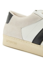 Tom Ford Panelled Suede and Grained Leather Sneakers White