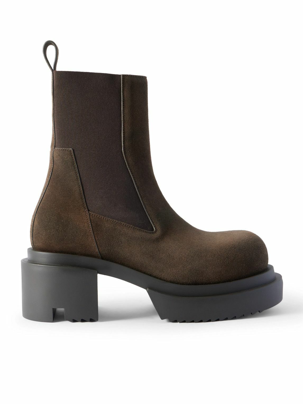 【即日発送】rick owens SLIVER PLATFORM BEATLE Brown Hollywood Sliver Platform Beatles Chelsea Boots by