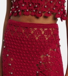 Rabanne Embellished crochet cotton midi skirt