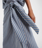 Brunello Cucinelli Striped cotton and silk wrap skirt