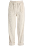American Vintage Padow Cropped Corduroy Trousers Ecru