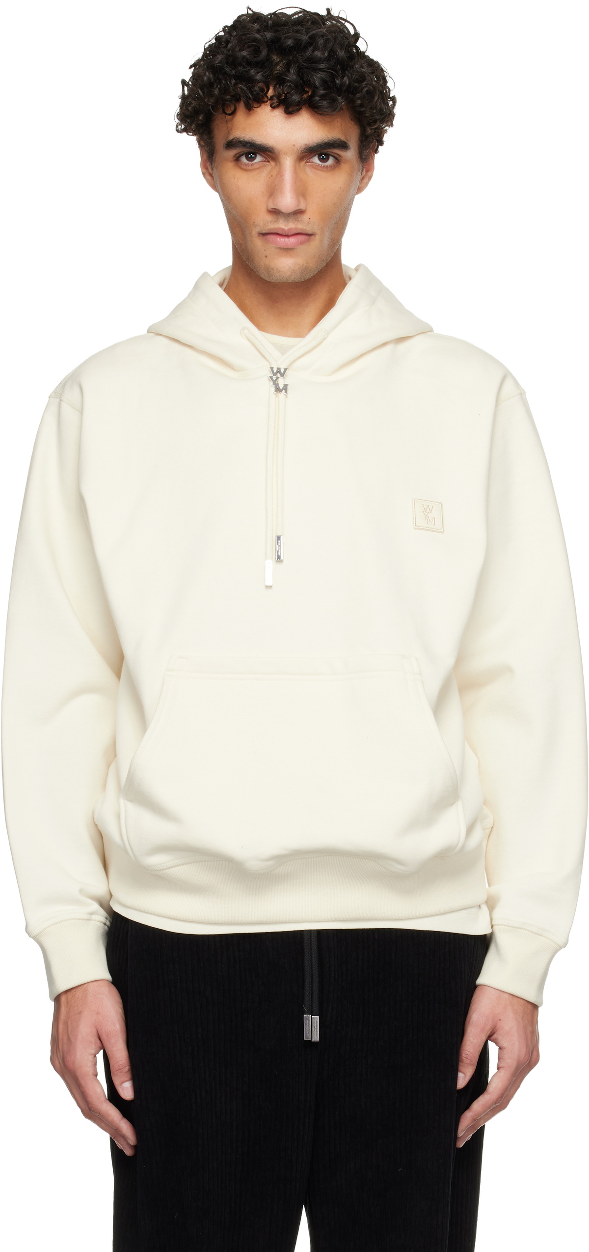 Wooyoungmi Men's Long Sleeve Patch Polo in Black Wooyoungmi